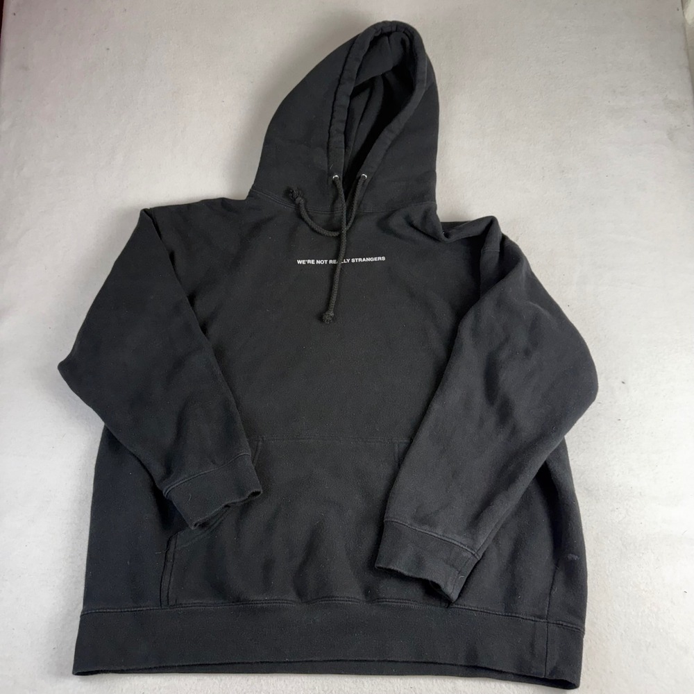 We're Not Really Strangers Black Hoodie Sweatshirt Mens XL WNRS Graphic Pullover